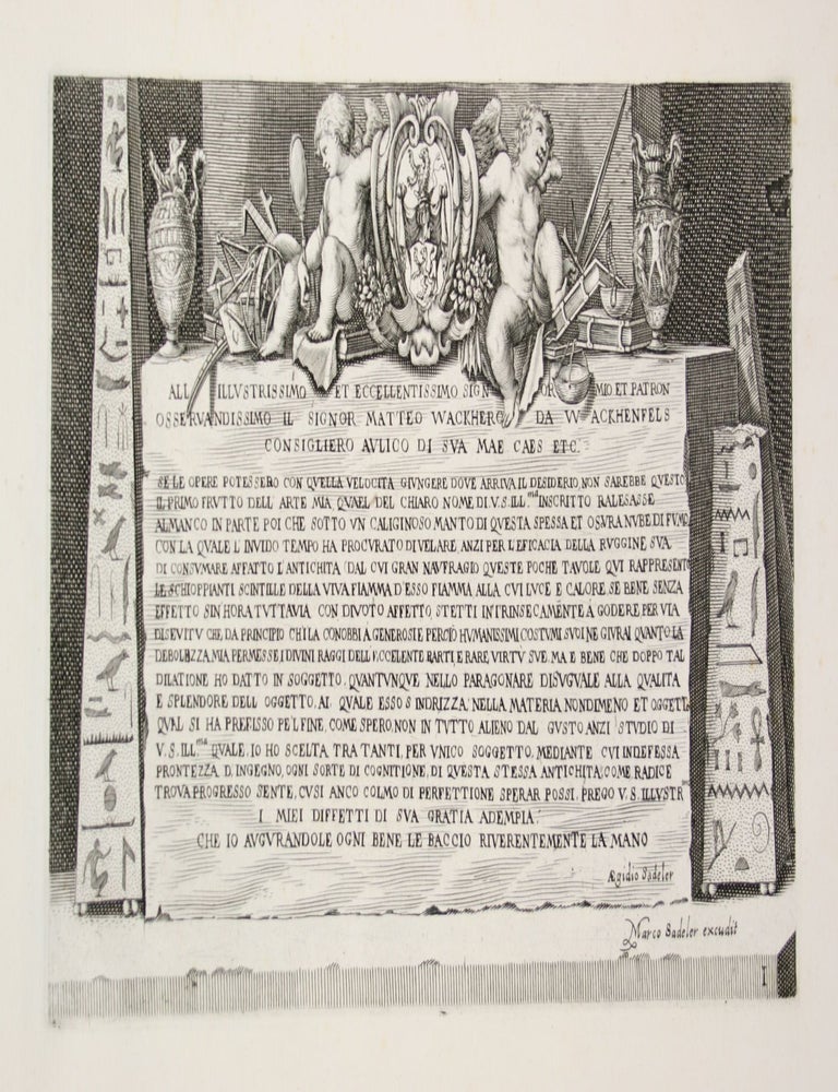 Vestigi delle antichita di Roma Tivoli Pozzvolo et altri luochi. Con privilegio di sua Sac. Ces. Mae. Stampati in Praga da Aegidio Sadeler scultore di essa mae 1606.