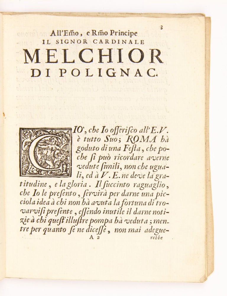 Circo agonale di Roma restituito all'antica forma con illuminazioni e macchine artificiali dall'E.mo, e R.mo Cardinale di Polignac ministro di S.M. Christianissima per celebrare il felice nascimento.