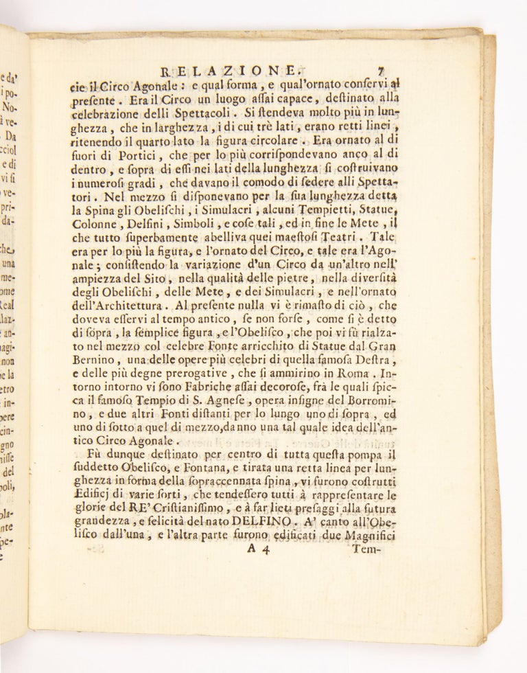 Circo agonale di Roma restituito all'antica forma con illuminazioni e macchine artificiali dall'E.mo, e R.mo Cardinale di Polignac ministro di S.M. Christianissima per celebrare il felice nascimento.