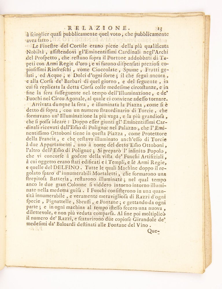 Circo agonale di Roma restituito all'antica forma con illuminazioni e macchine artificiali dall'E.mo, e R.mo Cardinale di Polignac ministro di S.M. Christianissima per celebrare il felice nascimento.