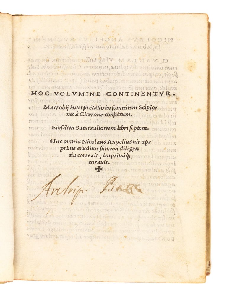 Macrobii interpretatio in somnium Scipionis. Eiusdem Saturnaliorum Libri Septem