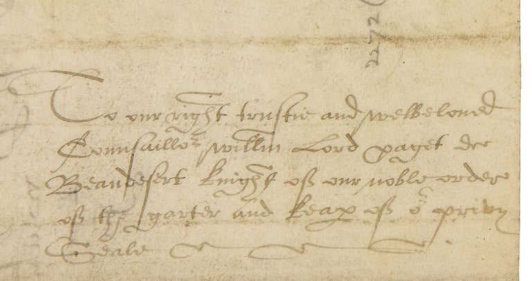 Letter on vellum signed "Marye the Quene" to Lord Paget, signed at head, titled at head "By the King and Quene".