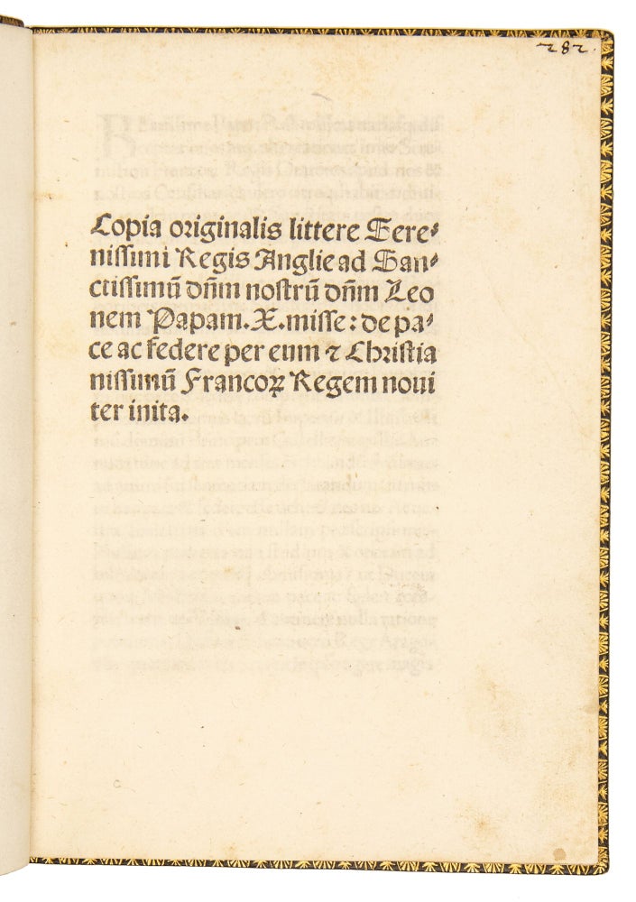 Item #4597 Copia originalis littere ad Leonem X de pace et federe per eum et Francorum regem....