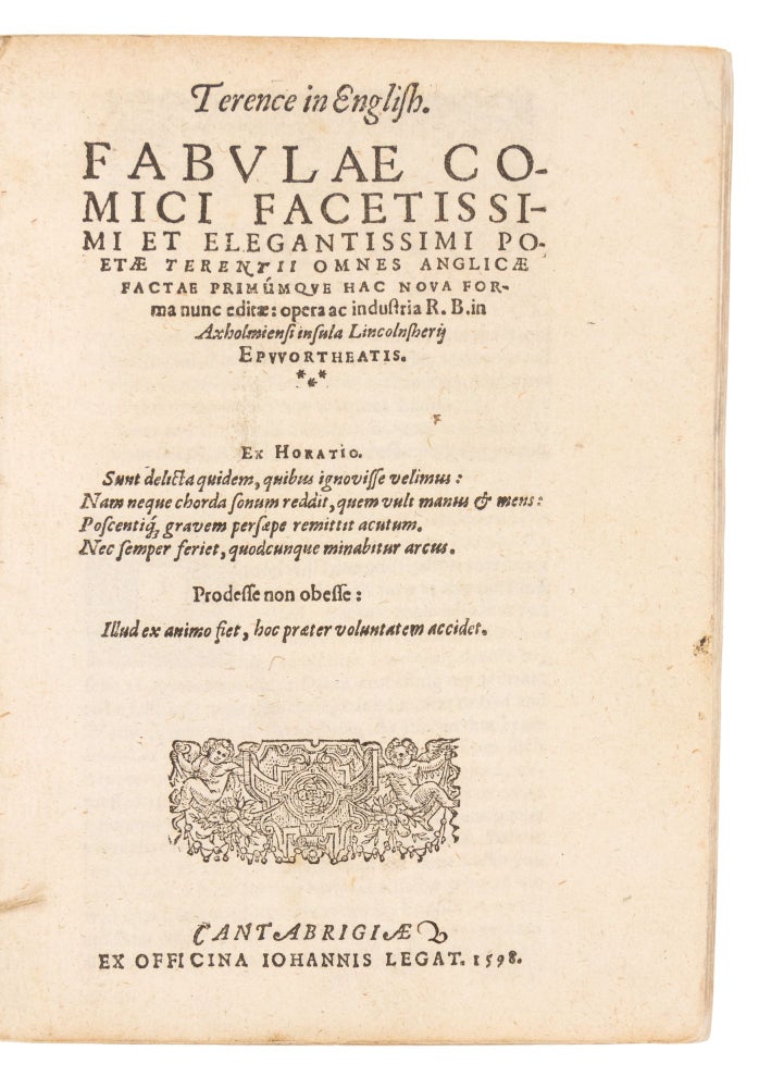 Item #4632 Terence in English. Fabulae comici facetissimi et elegantissimi poetæ Terentii omnes...
