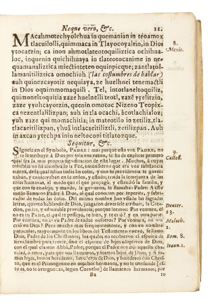 Cathecismo Romano, traducido en Castellano, y Mexicano por el P.F. Manuel Perez.