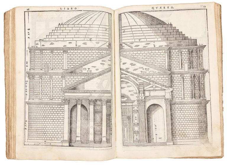 Item #4851 I Quattro Libri dell’Architettura di Andrea Palladio. Ne’ quali, dopo vn breue trattato de’ cinque ordini, & di quelli auertimenti, che sono piu necessarij nel fabricare; si tratta delle case private, delle vie, de i ponti, delle piazze, de i Xisti, et de’ tempij. Andrea Palladio.