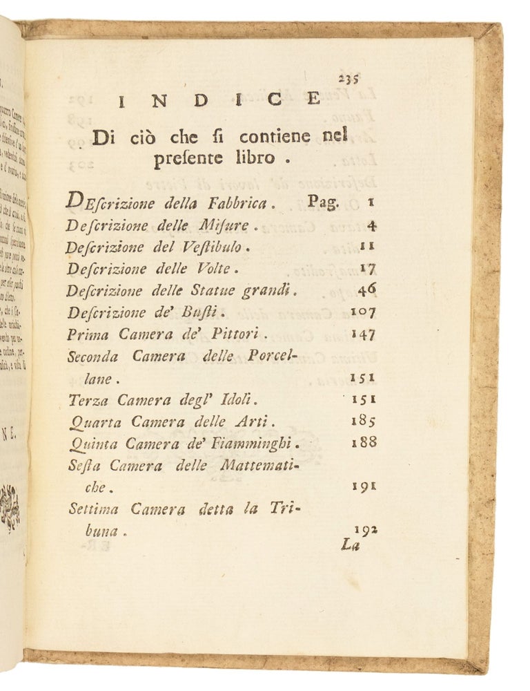 Ragguaglio delle Antichit&agrave; e Rarit&agrave; che si conservano nella Galleria Mediceo-Imperiale di Firenze. Parte I [all published] Opera Di Giuseppe Bianchi Custode Della Medesima&hellip;