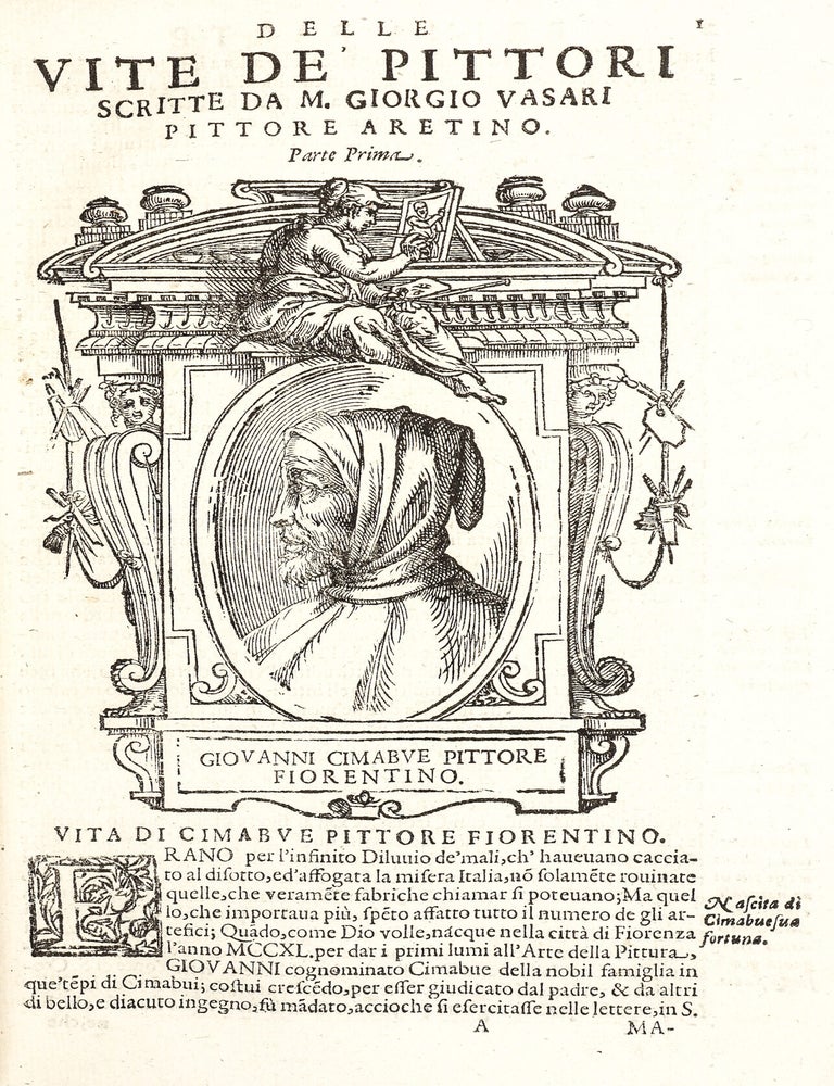 Le vite de' pi&ugrave; eccellenti pittori, scultori et architetti di Giorgio Vasari, pittore & architetto aretino; parte prima e seconda [-terza] ; in questa nuoua edizione diligentemente riviste, ricorrette, accresciute d'alcuni ritratti, & arricchite di postille nel margine.