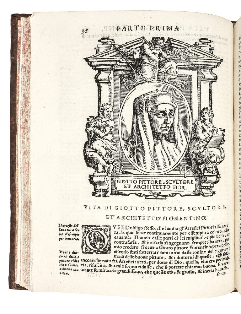Le vite de' pi&ugrave; eccellenti pittori, scultori et architetti di Giorgio Vasari, pittore & architetto aretino; parte prima e seconda [-terza] ; in questa nuoua edizione diligentemente riviste, ricorrette, accresciute d'alcuni ritratti, & arricchite di postille nel margine.