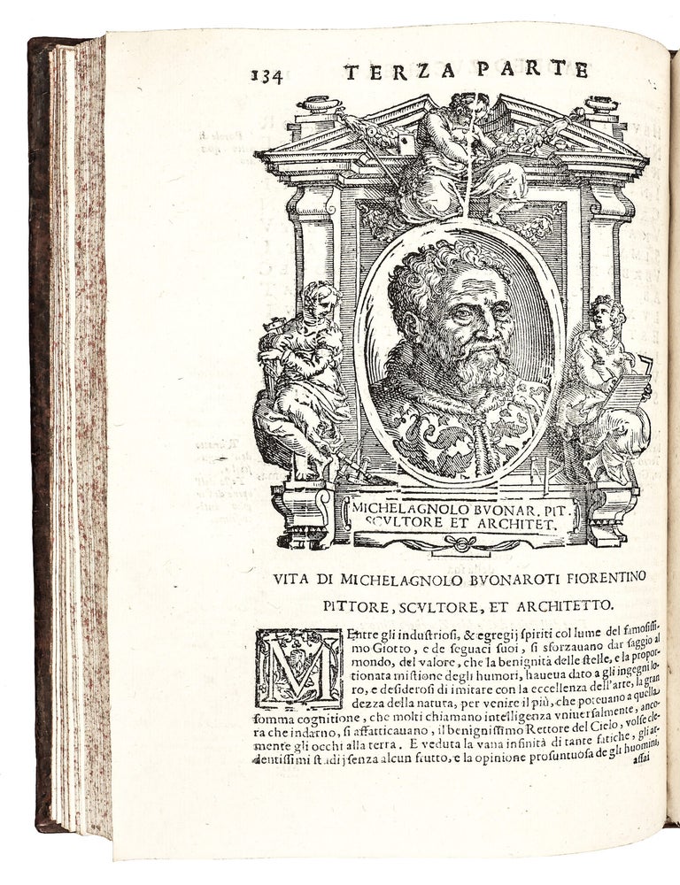 Le vite de' pi&ugrave; eccellenti pittori, scultori et architetti di Giorgio Vasari, pittore & architetto aretino; parte prima e seconda [-terza] ; in questa nuoua edizione diligentemente riviste, ricorrette, accresciute d'alcuni ritratti, & arricchite di postille nel margine.