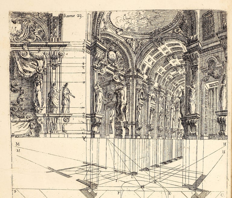 L’Archittettura civile preparata su la geometria, e ridotta alle prospettive. Considerazioni pratiche di Ferdinando Galli Bibiena cittadino Bolognese Architetto Primario, Capo Mastro Maggiore, e Pittore di Camera, e Feste di Teatro della Maestà, Dissegnate e descritte in cinque parti. La prima contiene la Geometria, e avvertimenti, prima che à fabbricar si pervenga. La seconda. un utile Trattato dell’Architettura civile in generale, e le divisioni di essa molto facilitate. La Terza. La Prospettiva commune, orizontale, e di sotto in sù. La Quarta. Un brieve discorso di Pittura, e la Prospettiva per li Pittori di Figure, colla nuova Prospettiva delle Scene Teatrali vedute per angolo, oltre le praticate da tutti gli altri. La Quinta. La Mecanica, ò arte di movere, reggere, e traspostar pesi. Dedicata Alla Sacra Cattolica Real Maestà di Carlo III. Re delle Spagne, d’Ungheria, Boemia &c.