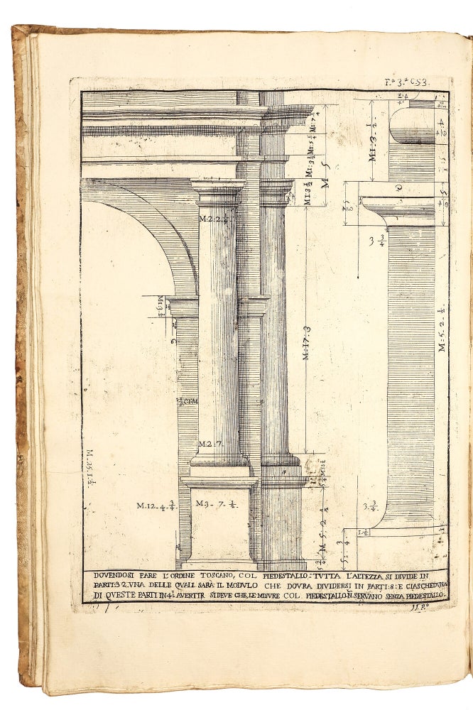 L’Archittettura civile preparata su la geometria, e ridotta alle prospettive. Considerazioni pratiche di Ferdinando Galli Bibiena cittadino Bolognese Architetto Primario, Capo Mastro Maggiore, e Pittore di Camera, e Feste di Teatro della Maestà, Dissegnate e descritte in cinque parti. La prima contiene la Geometria, e avvertimenti, prima che à fabbricar si pervenga. La seconda. un utile Trattato dell’Architettura civile in generale, e le divisioni di essa molto facilitate. La Terza. La Prospettiva commune, orizontale, e di sotto in sù. La Quarta. Un brieve discorso di Pittura, e la Prospettiva per li Pittori di Figure, colla nuova Prospettiva delle Scene Teatrali vedute per angolo, oltre le praticate da tutti gli altri. La Quinta. La Mecanica, ò arte di movere, reggere, e traspostar pesi. Dedicata Alla Sacra Cattolica Real Maestà di Carlo III. Re delle Spagne, d’Ungheria, Boemia &c.