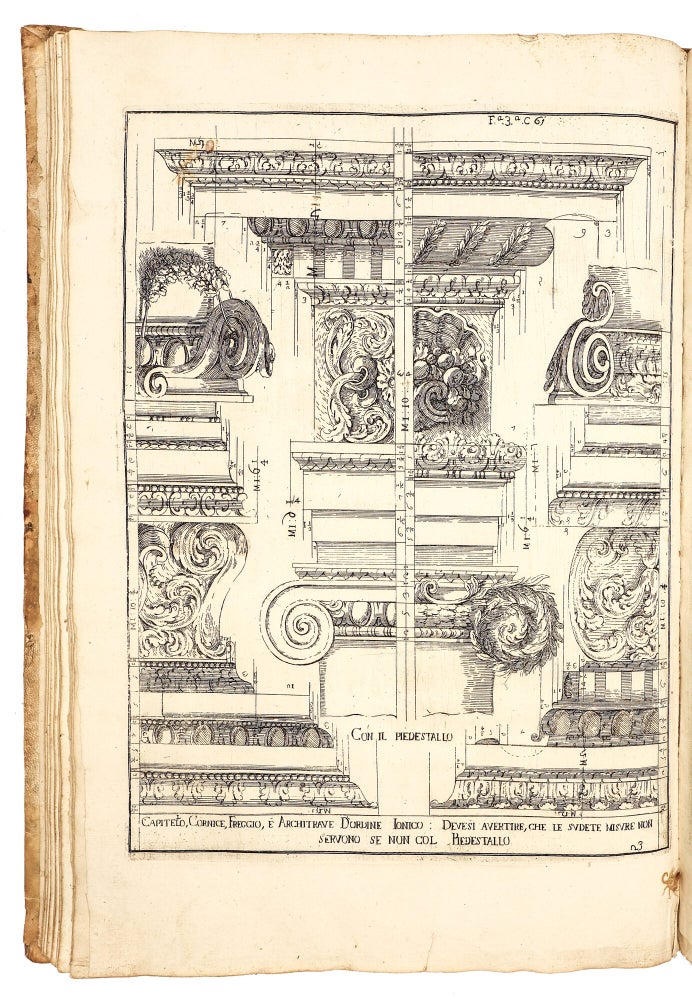 L’Archittettura civile preparata su la geometria, e ridotta alle prospettive. Considerazioni pratiche di Ferdinando Galli Bibiena cittadino Bolognese Architetto Primario, Capo Mastro Maggiore, e Pittore di Camera, e Feste di Teatro della Maestà, Dissegnate e descritte in cinque parti. La prima contiene la Geometria, e avvertimenti, prima che à fabbricar si pervenga. La seconda. un utile Trattato dell’Architettura civile in generale, e le divisioni di essa molto facilitate. La Terza. La Prospettiva commune, orizontale, e di sotto in sù. La Quarta. Un brieve discorso di Pittura, e la Prospettiva per li Pittori di Figure, colla nuova Prospettiva delle Scene Teatrali vedute per angolo, oltre le praticate da tutti gli altri. La Quinta. La Mecanica, ò arte di movere, reggere, e traspostar pesi. Dedicata Alla Sacra Cattolica Real Maestà di Carlo III. Re delle Spagne, d’Ungheria, Boemia &c.