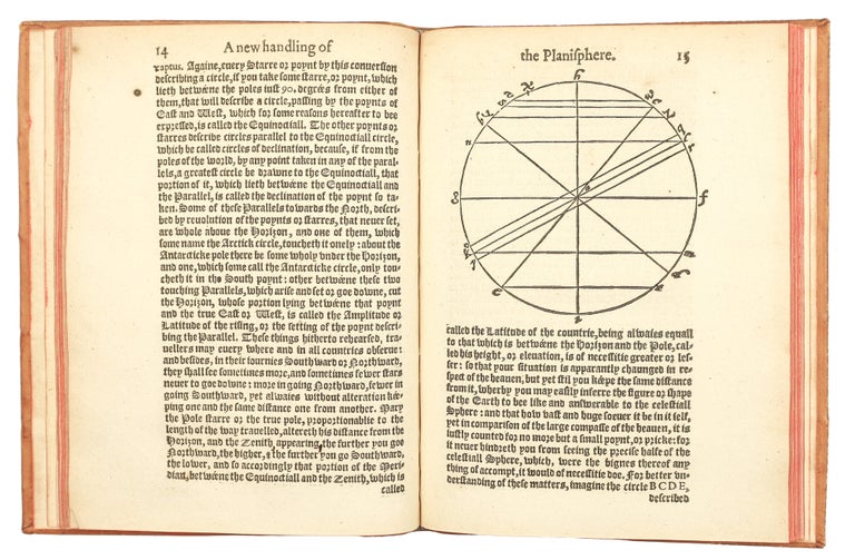 A New Handling of the Planisphere. Wherein are contained all those Definitions, Theoremes, and Problemes, which are necessarie to the vnderstanding and practising of the principall Conclusions Astronomicall and Geographicall, both according to the vulgar manner, performed by the Astrolabe, and otherwise, by a plaine Circle diuided into 360. degrees, and by two right lines crossing the Center at right Angles