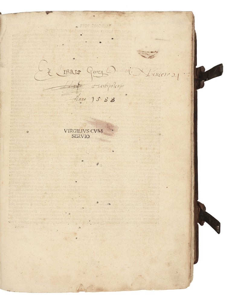 Opera [Bucolica, Georgica, Aeneis, with argumenta (comm. Servius)]. Add: Maphaeus Vegius: Liber XIII Aeneidos. Additional texts