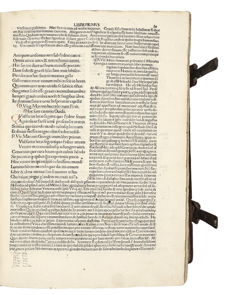 Opera [Bucolica, Georgica, Aeneis, with argumenta (comm. Servius)]. Add: Maphaeus Vegius: Liber XIII Aeneidos. Additional texts