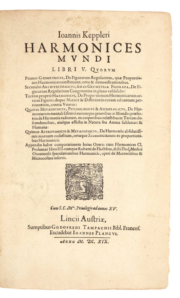 Item #5421 Harmonices Mundi Libri V. Johannes Kepler