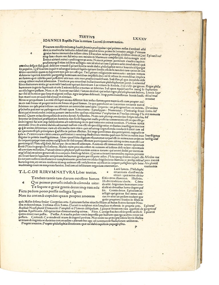 In Carum Lucretium poetam commentarii a Ioanne Baptista Pio editi: codice Lucretiano diligenter emendato