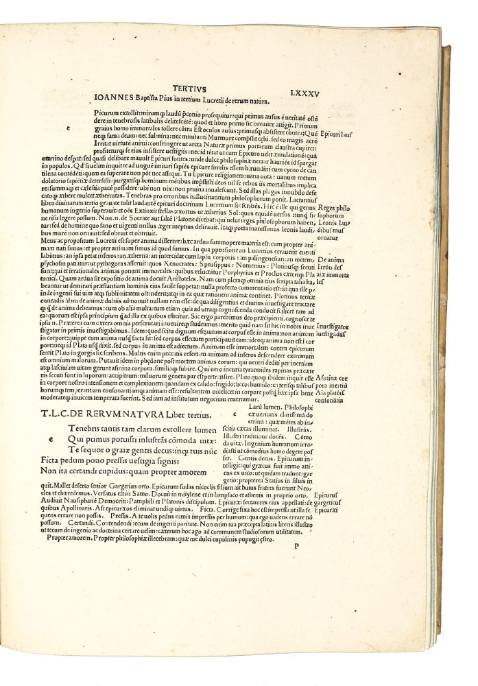In Carum Lucretium poetam commentarii a Ioanne Baptista Pio editi: codice Lucretiano diligenter emendato