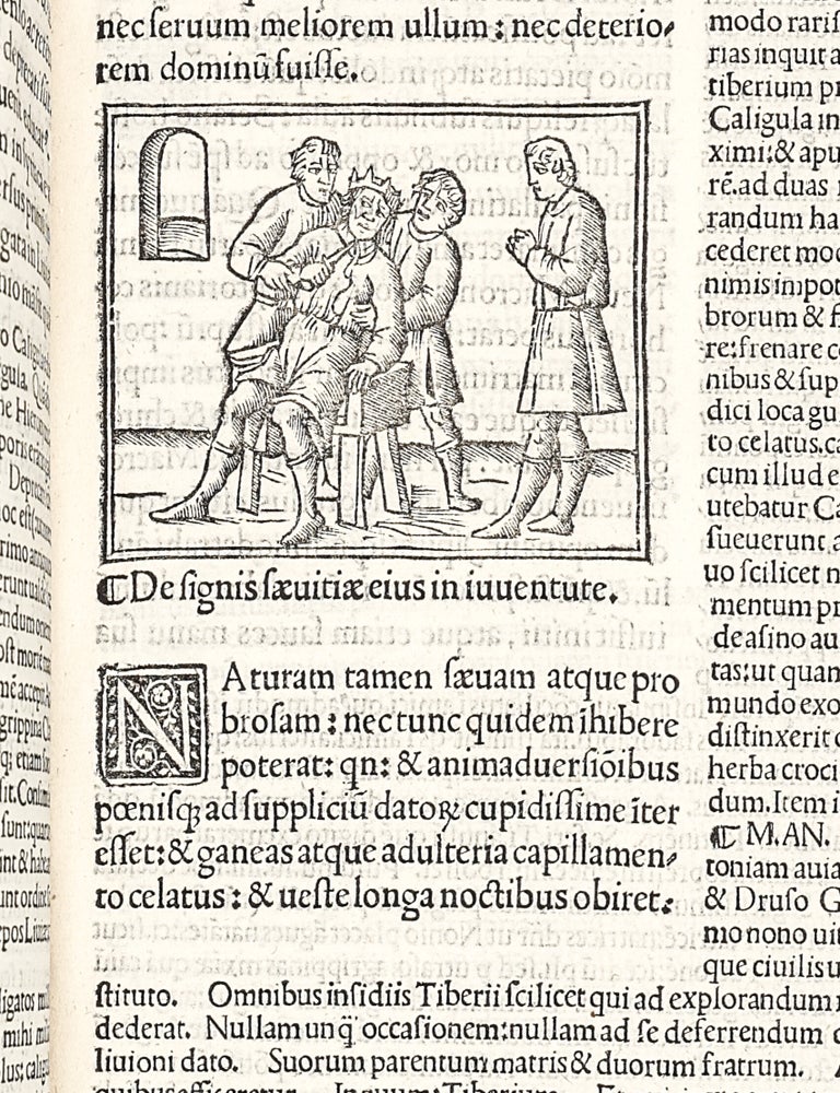 [De vita XII Caesarum]. Commentationes conditae a Philippo Beroaldo in Svetonium Tranquillum. Additis quamplurimis annotamentis: quae ut facilius cognoscantur. Asterien * notavimus. Cali Svetonii vita per Philippum Beroaldum. Call Svetonii vita per Sabellicum. Cum commento eiusdem. Philippi Beroaldi vita per Bartholomeum Blanchinum. Habes insuper mi lector candidae ipsius Tran. Svetonii tabulam vocabulorum.