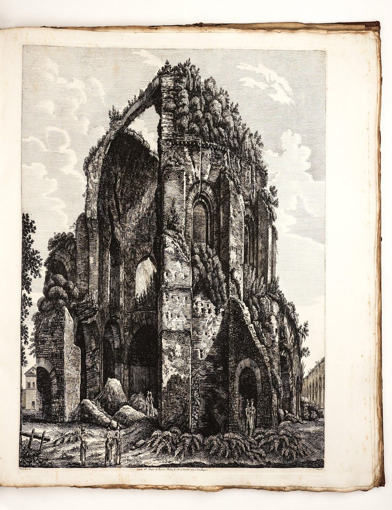 Le antichit&agrave; romane ossia raccolta delle pi&ugrave; interessanti vedute di Roma antica. [Bound with] CORAZZARI, LUDOVICO (1758? - 1810?) - Bassorilievi in bronzo delle porte del tempio di S. Pietro in Vaticano di Roma opera del celebre Antonio Pollajouli. (Rome: Pietro Paolo Montagnani, 1793 or after) [and] LASINIO, CARLO (1759-1838); BALZER, JOHANN (1738-1799). Logge del Vaticano a sua eccell.za il sig Barone Cav. dell'ordine di Dannebrogne ... Ermanno De Schubart. Rome: Nicola de Antoni, n.d. [1802]