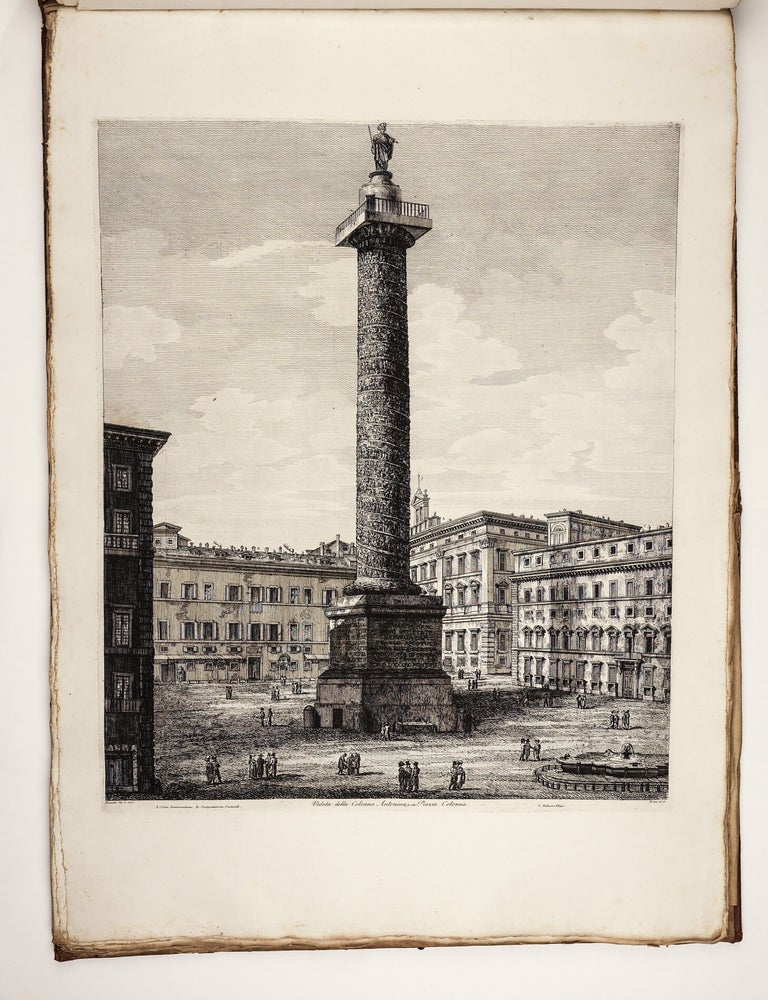 Le antichit&agrave; romane ossia raccolta delle pi&ugrave; interessanti vedute di Roma antica. [Bound with] CORAZZARI, LUDOVICO (1758? - 1810?) - Bassorilievi in bronzo delle porte del tempio di S. Pietro in Vaticano di Roma opera del celebre Antonio Pollajouli. (Rome: Pietro Paolo Montagnani, 1793 or after) [and] LASINIO, CARLO (1759-1838); BALZER, JOHANN (1738-1799). Logge del Vaticano a sua eccell.za il sig Barone Cav. dell'ordine di Dannebrogne ... Ermanno De Schubart. Rome: Nicola de Antoni, n.d. [1802]