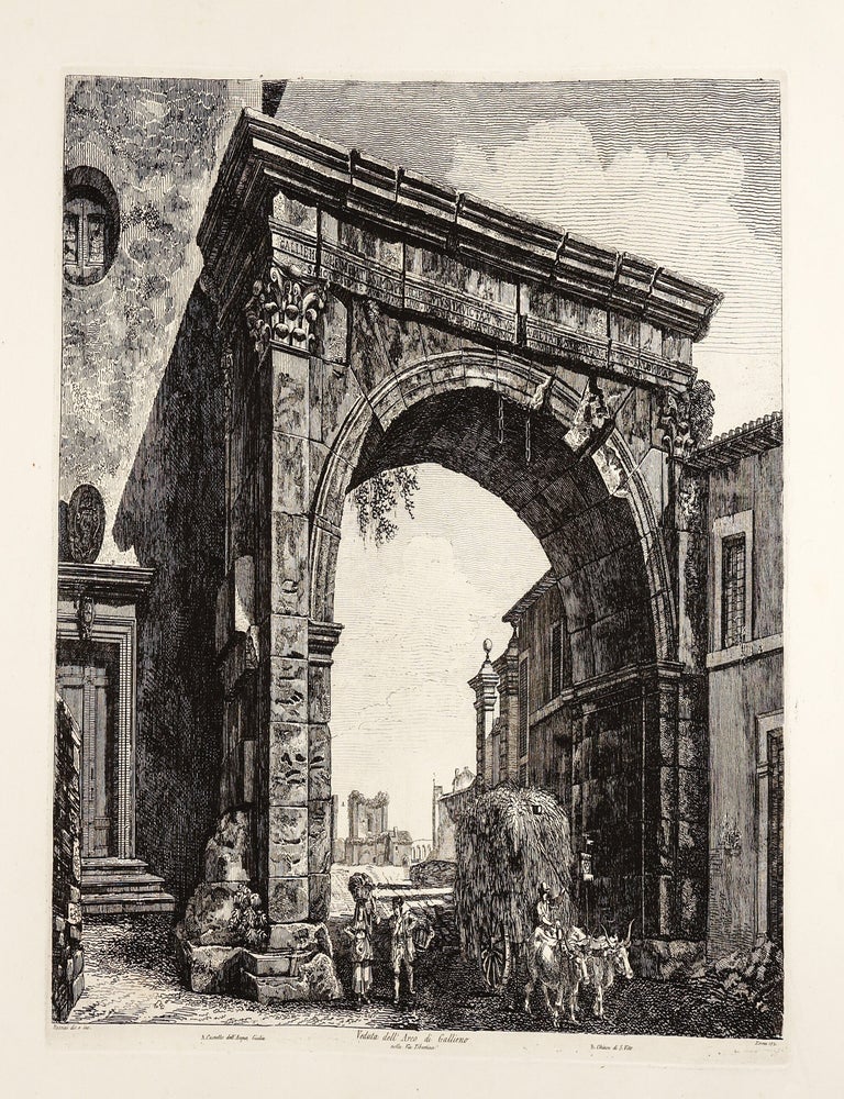 Le antichit&agrave; romane ossia raccolta delle pi&ugrave; interessanti vedute di Roma antica. [Bound with] CORAZZARI, LUDOVICO (1758? - 1810?) - Bassorilievi in bronzo delle porte del tempio di S. Pietro in Vaticano di Roma opera del celebre Antonio Pollajouli. (Rome: Pietro Paolo Montagnani, 1793 or after) [and] LASINIO, CARLO (1759-1838); BALZER, JOHANN (1738-1799). Logge del Vaticano a sua eccell.za il sig Barone Cav. dell'ordine di Dannebrogne ... Ermanno De Schubart. Rome: Nicola de Antoni, n.d. [1802]