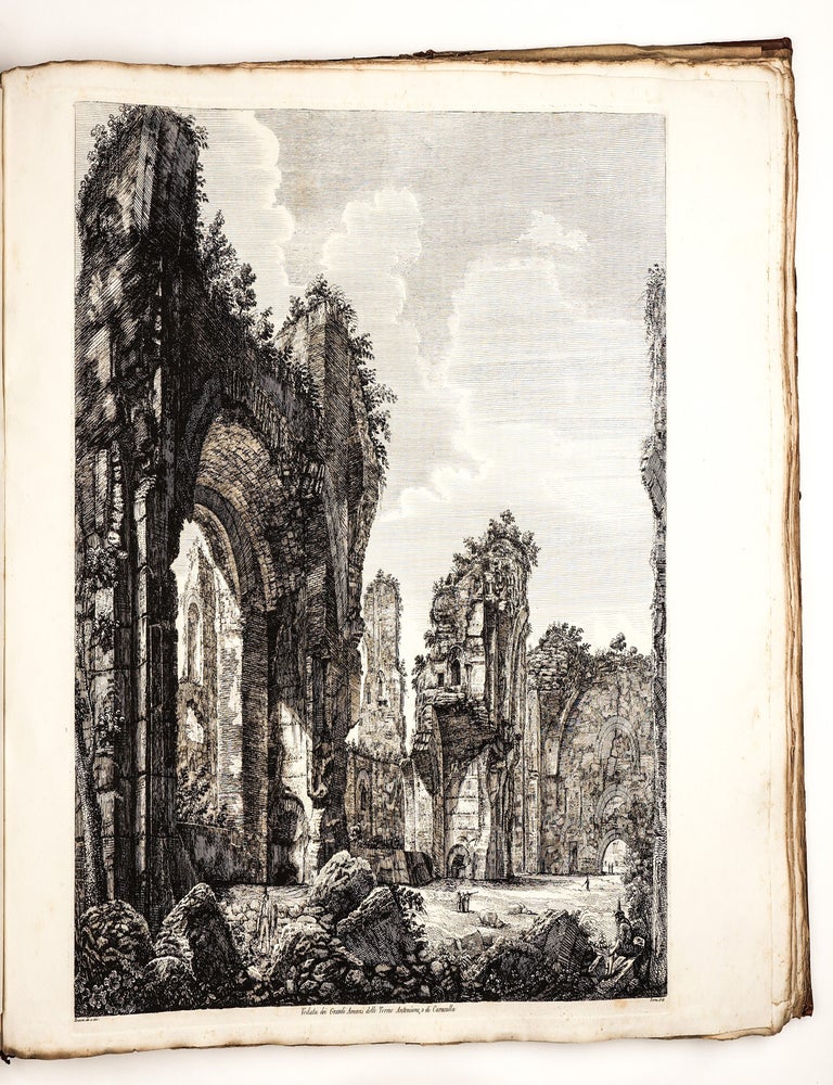 Le antichit&agrave; romane ossia raccolta delle pi&ugrave; interessanti vedute di Roma antica. [Bound with] CORAZZARI, LUDOVICO (1758? - 1810?) - Bassorilievi in bronzo delle porte del tempio di S. Pietro in Vaticano di Roma opera del celebre Antonio Pollajouli. (Rome: Pietro Paolo Montagnani, 1793 or after) [and] LASINIO, CARLO (1759-1838); BALZER, JOHANN (1738-1799). Logge del Vaticano a sua eccell.za il sig Barone Cav. dell'ordine di Dannebrogne ... Ermanno De Schubart. Rome: Nicola de Antoni, n.d. [1802]