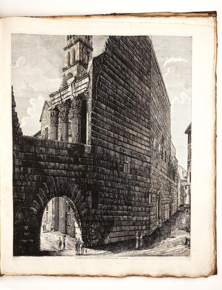 Le antichit&agrave; romane ossia raccolta delle pi&ugrave; interessanti vedute di Roma antica. [Bound with] CORAZZARI, LUDOVICO (1758? - 1810?) - Bassorilievi in bronzo delle porte del tempio di S. Pietro in Vaticano di Roma opera del celebre Antonio Pollajouli. (Rome: Pietro Paolo Montagnani, 1793 or after) [and] LASINIO, CARLO (1759-1838); BALZER, JOHANN (1738-1799). Logge del Vaticano a sua eccell.za il sig Barone Cav. dell'ordine di Dannebrogne ... Ermanno De Schubart. Rome: Nicola de Antoni, n.d. [1802]