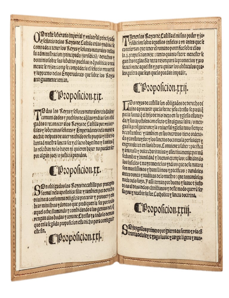 Aqui se contienen treynta proposiciones muy juridicas: en las cuales sumaria y succintamente se tocan muchas cosas pertenecientes al derecho que la yglesia y los principes christianos tienen o pueden tener sobre los infieles de qualquier especie que sean.