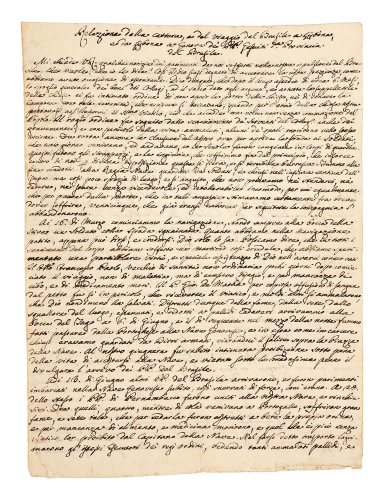 Relazione della cattura, e del viaggio del Brasile a Lisbona