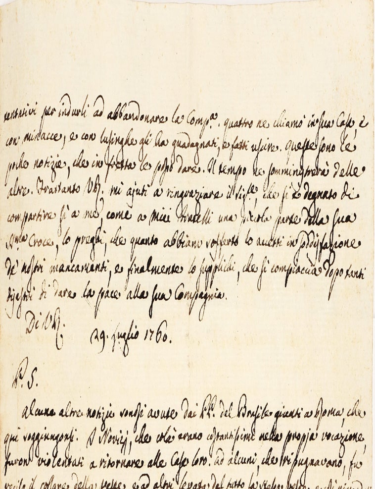 Relazione della cattura, e del viaggio del Brasile a Lisbona, e da Lisbona a Genova de PP. Gesuiti da Provincia del Brasile.