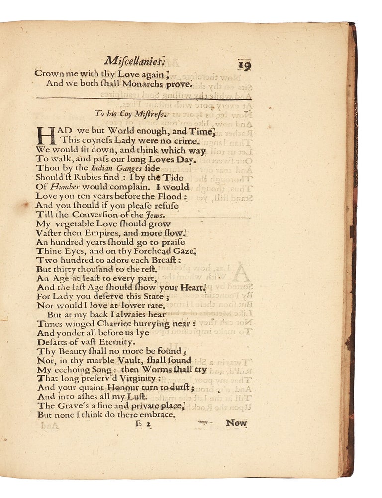 Miscellaneous poems By Andrew Marvell, Esq; late Member of the Honourable House of Commons