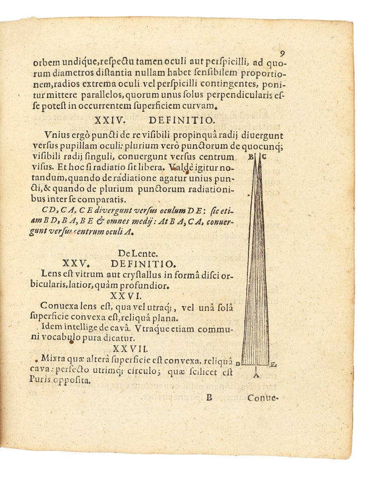 Dioptrice seu demonstratio eorum quae visui & visibilibus propter conspicilla non ita pridem inventa accidunt. Praemissae epistolae Galilaei de iis, quae post editionem Nuncii Siderii ope perspicilli, nova & admiranda in coelo deprehensa sunt. Item Examen praefationis Joannis Penae Galli in Optica Euclidis, de usu optices in philosophia.