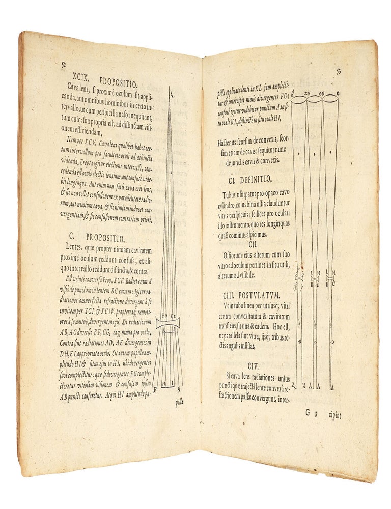 Dioptrice seu demonstratio eorum quae visui & visibilibus propter conspicilla non ita pridem inventa accidunt. Praemissae epistolae Galilaei de iis, quae post editionem Nuncii Siderii ope perspicilli, nova & admiranda in coelo deprehensa sunt. Item Examen praefationis Joannis Penae Galli in Optica Euclidis, de usu optices in philosophia.