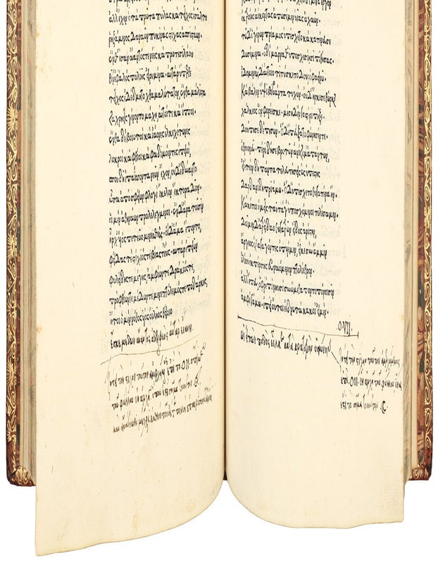 Opera [in Greek]. Ilias, Odyssea, Hymni, Batrachomyomachia, with the lives of Homer by Plutarch and Pseudo-Herodotus, and Dio Chrysostom&rsquo;s Discourse 53, on Homer. Edited by Demetrius Chalcondyles.