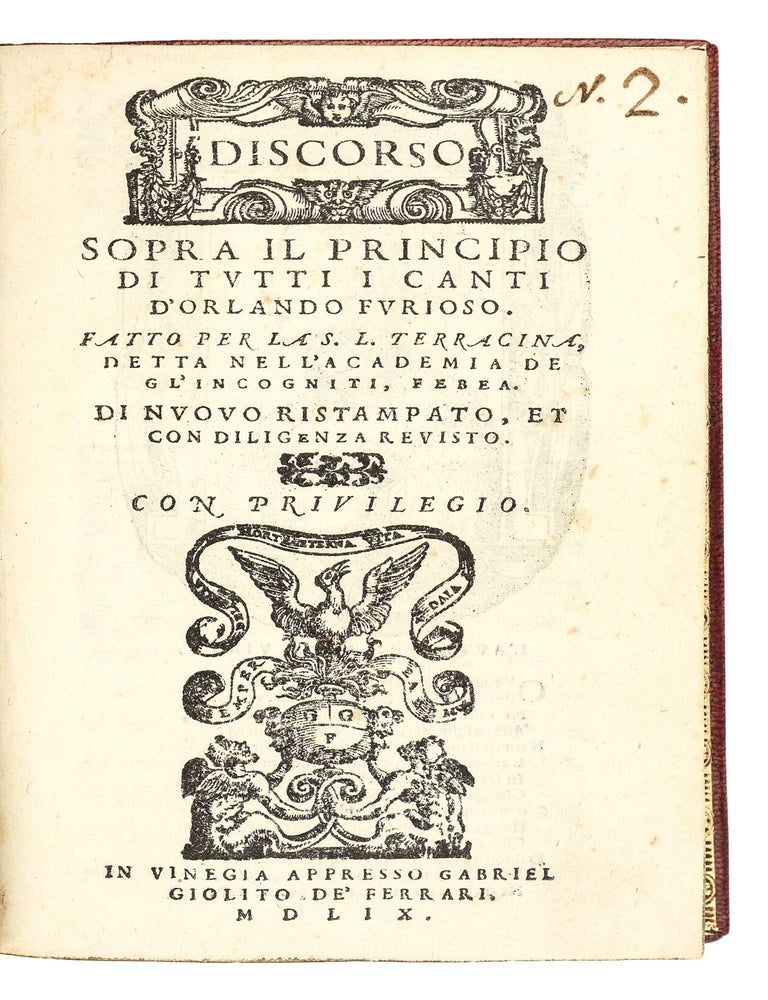 Discorso Sopra Il Principio Di Tvtti I Canti D'Orlando Fvrioso
