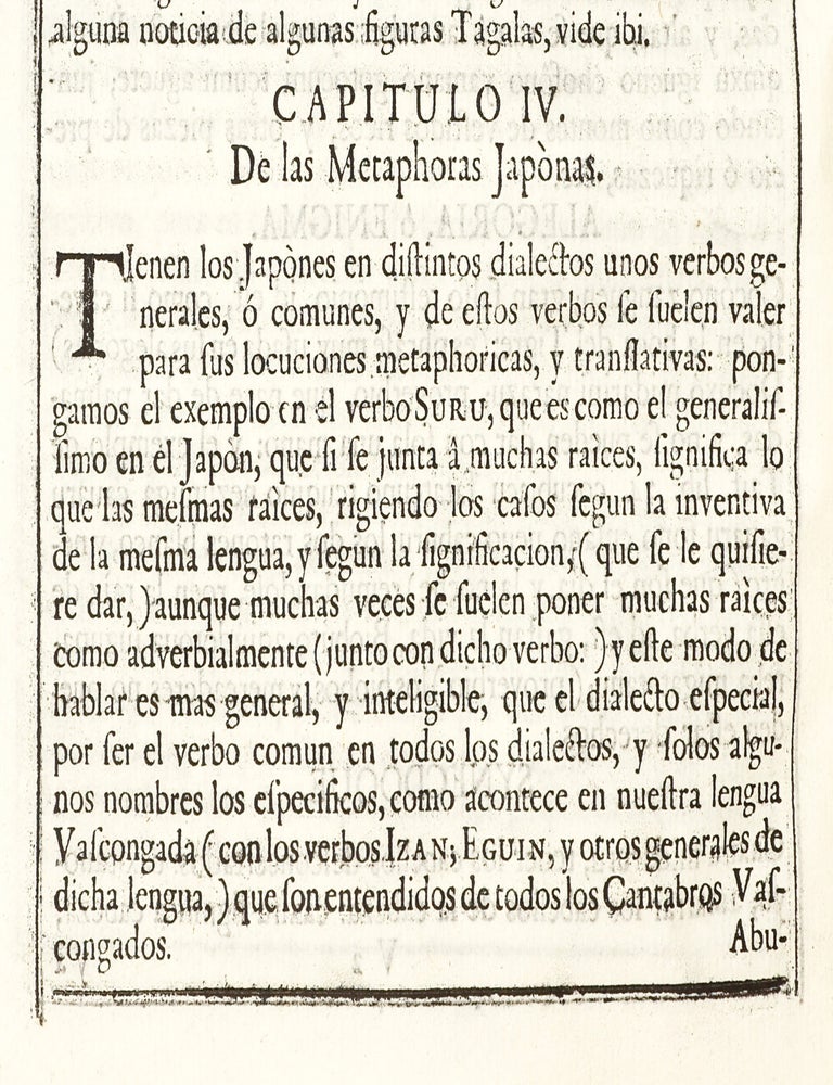 Arte de la lengua japona, dividido en quatro libros seg&uacute;n el arte de Nebrixa, con algunas voces proprias de la escritura, y otras de los lenguages de Ximo, y del Cami, y con algunas perifrases, y figuras