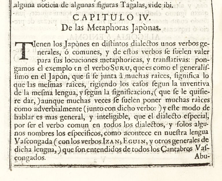 Arte de la lengua japona, dividido en quatro libros según el arte de Nebrixa, con algunas voces proprias de la escritura, y otras de los lenguages de Ximo, y del Cami, y con algunas perifrases, y figuras
