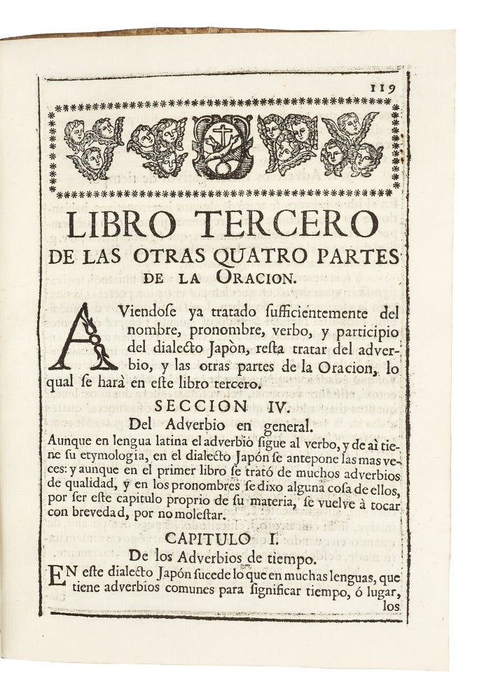 Arte de la lengua japona, dividido en quatro libros según el arte de Nebrixa, con algunas voces proprias de la escritura, y otras de los lenguages de Ximo, y del Cami, y con algunas perifrases, y figuras
