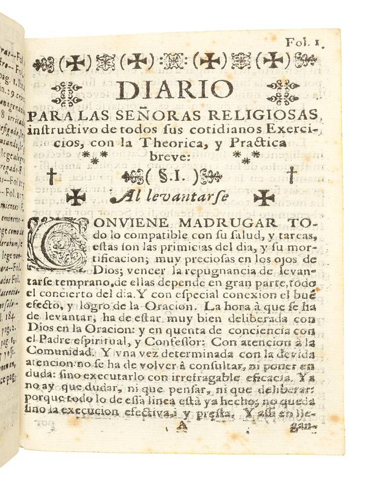Exercicios Espirituales de San Ignacio, acomodados a el estado, y Profession Religiosa, de las Se&ntilde;oras Virgenes, Esposas de Christo; instruido con vn diario, breve; pero suficiente de todos los &eacute;xercicios cotidianos para que se empiezen &agrave; exercitar, dispuesto por el P. Prefecto de la Congregacion de la Purissima fundada con autoridad apostolica en el Colegio Maximo de San Pedro, y San Pablo de la Compa&ntilde;ia de Iesus de esta corte. Dedicados a las Mismas Se&ntilde;oras Religiosas Virgenes Esposas de Christo.