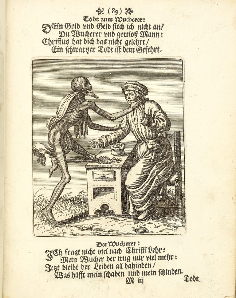 Todten-Tantz, wie derselbe in der löblichen und weitberühmten Stadt Basel als ein Spiegel menschlicher Beschaffenheit gantz künstlich gemahlet und zu sehen ist. Mit beygefügten aus H. Schrifft und denen alten Kirchenlehrern gezogenen Erinnerungen vom Todt, Aufferstehung, Jüngsten Gericht, Verdamnuss der Gottlosen und dem ewigen Leben. Nach dem Original in Kupffer gebracht und heraus gegeben durch Matth. Merians sel. Erben