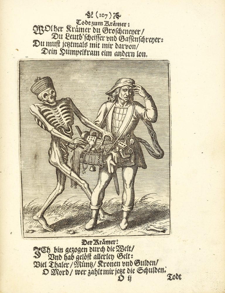 Todten-Tantz, wie derselbe in der l&ouml;blichen und weitber&uuml;hmten Stadt Basel als ein Spiegel menschlicher Beschaffenheit gantz k&uuml;nstlich gemahlet und zu sehen ist. Mit beygef&uuml;gten aus H. Schrifft und denen alten Kirchenlehrern gezogenen Erinnerungen vom Todt, Aufferstehung, J&uuml;ngsten Gericht, Verdamnuss der Gottlosen und dem ewigen Leben. Nach dem Original in Kupffer gebracht und heraus gegeben durch Matth. Merians sel. Erben