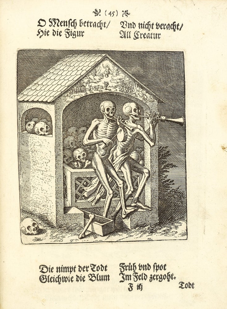 Todten-Tantz, wie derselbe in der löblichen und weitberühmten Stadt Basel als ein Spiegel menschlicher Beschaffenheit gantz künstlich gemahlet und zu sehen ist. Mit beygefügten aus H. Schrifft und denen alten Kirchenlehrern gezogenen Erinnerungen vom Todt, Aufferstehung, Jüngsten Gericht, Verdamnuss der Gottlosen und dem ewigen Leben. Nach dem Original in Kupffer gebracht und heraus gegeben durch Matth. Merians sel. Erben