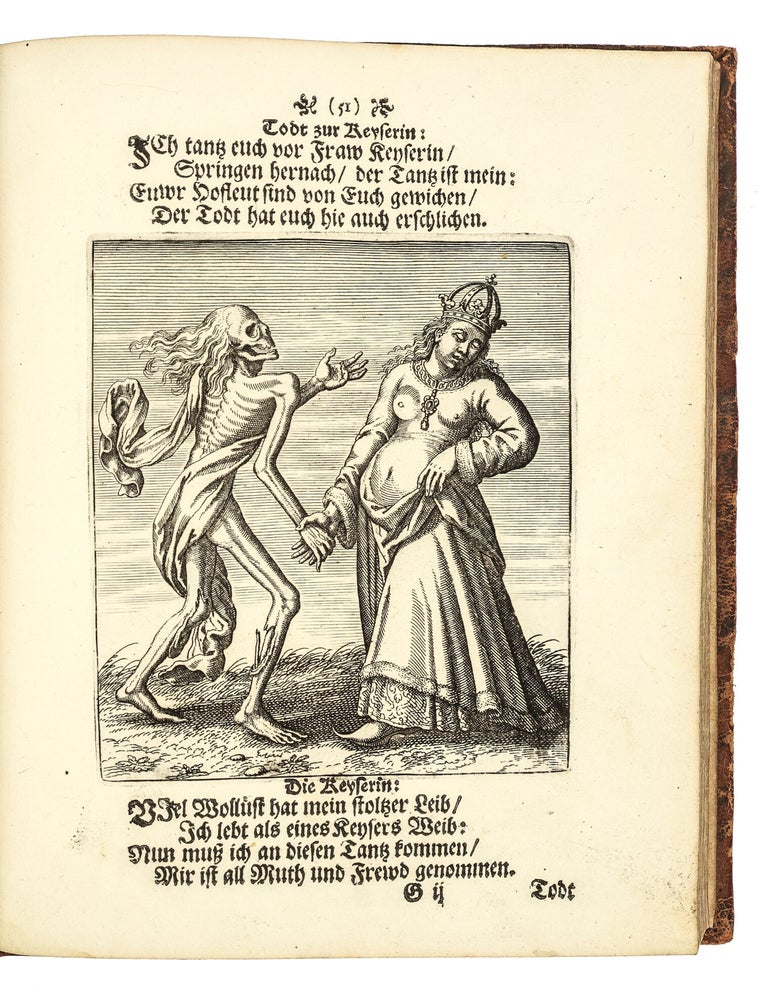 Todten-Tantz, wie derselbe in der l&ouml;blichen und weitber&uuml;hmten Stadt Basel als ein Spiegel menschlicher Beschaffenheit gantz k&uuml;nstlich gemahlet und zu sehen ist. Mit beygef&uuml;gten aus H. Schrifft und denen alten Kirchenlehrern gezogenen Erinnerungen vom Todt, Aufferstehung, J&uuml;ngsten Gericht, Verdamnuss der Gottlosen und dem ewigen Leben. Nach dem Original in Kupffer gebracht und heraus gegeben durch Matth. Merians sel. Erben