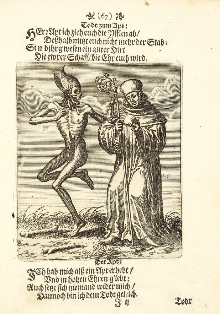 Todten-Tantz, wie derselbe in der löblichen und weitberühmten Stadt Basel als ein Spiegel menschlicher Beschaffenheit gantz künstlich gemahlet und zu sehen ist. Mit beygefügten aus H. Schrifft und denen alten Kirchenlehrern gezogenen Erinnerungen vom Todt, Aufferstehung, Jüngsten Gericht, Verdamnuss der Gottlosen und dem ewigen Leben. Nach dem Original in Kupffer gebracht und heraus gegeben durch Matth. Merians sel. Erben